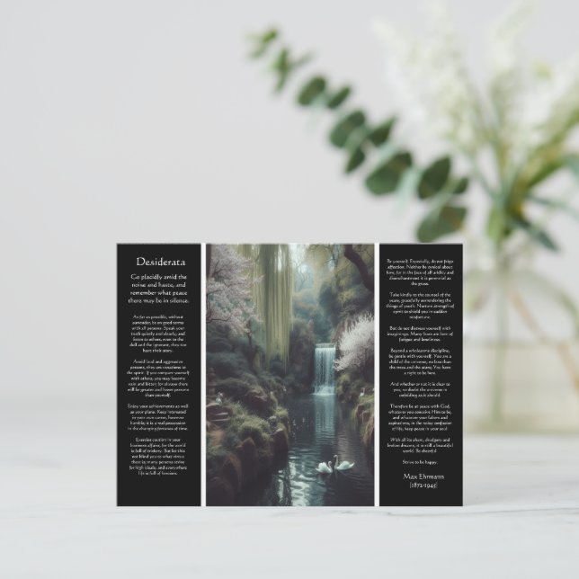 Desiderata Woodland flüstert Kirschblüten, Ruhe Postkarte (Stehend Vorderseite)