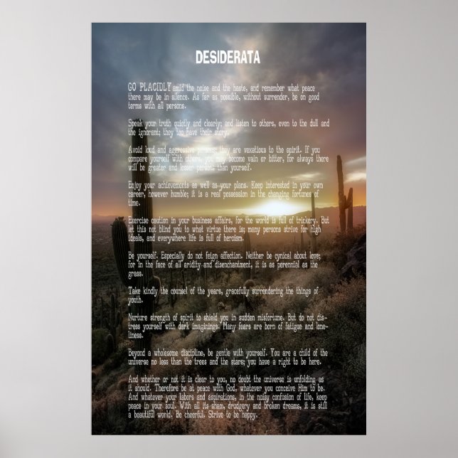 DESIDERATA Wüste Poster (Vorne)