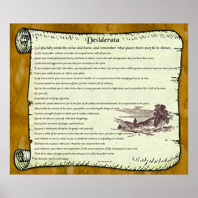 Desiderata ~ Zeitlose Inspiration Poster (Vorne)