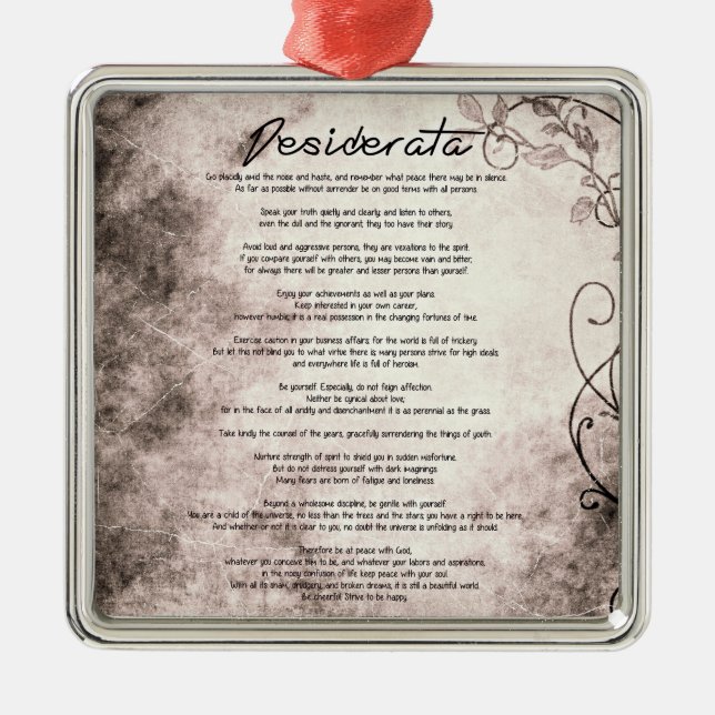 Desiderata zu Vintagen Imitaten Silbernes Ornament (Vorne)