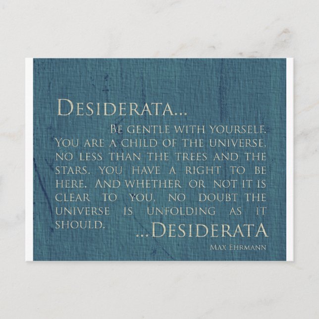Desiderata zur Leinwand Postkarte (Vorderseite)