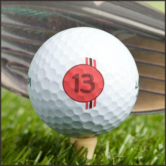 Design 13 in Rot auf Korallenrot mit Streifen Golfball