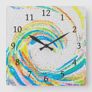 Design 35 Mosaikwelle Quadratische Wanduhr