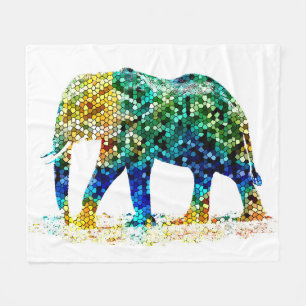 Design 36 Mosaik-Elefant Fleecedecke