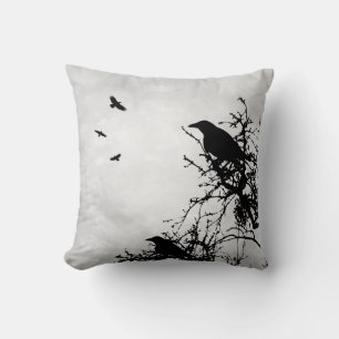Design 43 Crow Raven Birds Gray Kissen