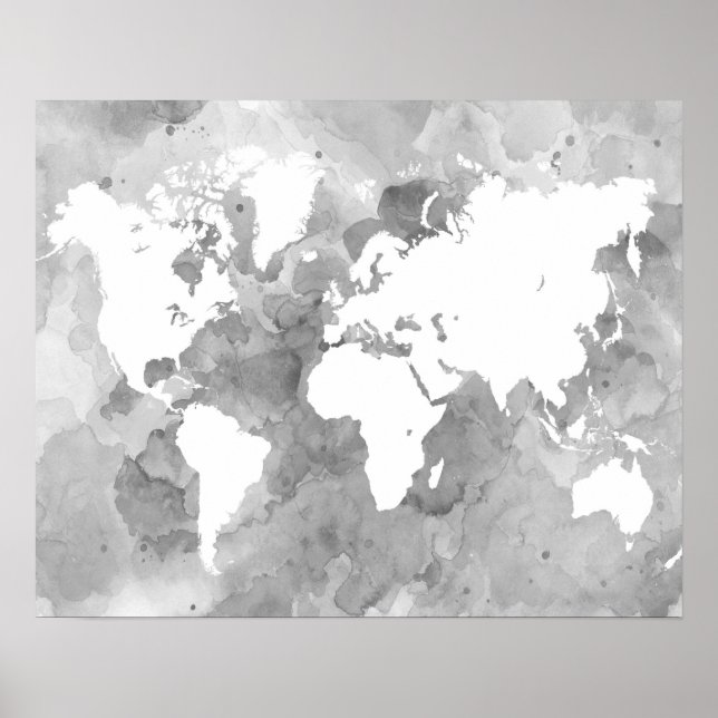 Design 49 Graue Weltkarte Poster (Vorne)