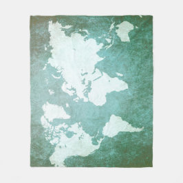 Design 55 Green World Map Fleecedecke
