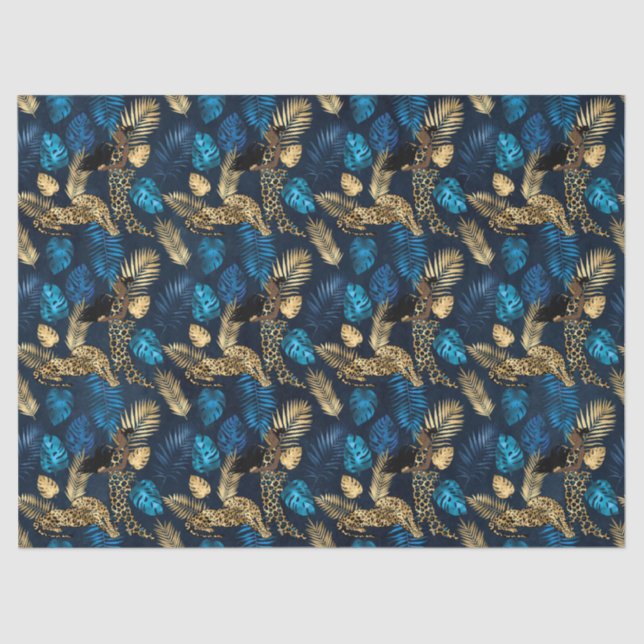 Design 8-Papiertücher der Blue Leopard Serie Seidenpapier (Vorderseite)