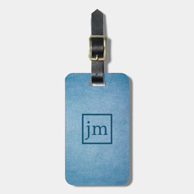 Design aus blauem Leder Gepäckanhänger (Vorderseite vertikal)