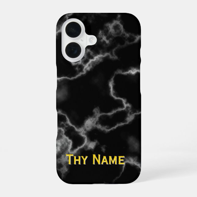 Design aus schwarzem Marmor - iPhone 16 Hülle (Rückseite)