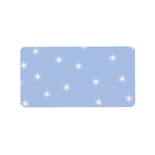 Design aus weißen und blauen Sternen. Adressaufkleber