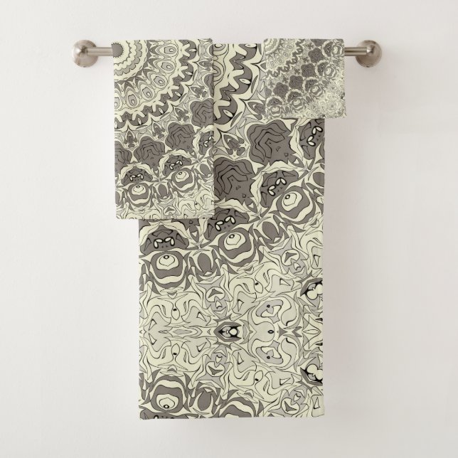 Design Beige und Taupe Mandala Badhandtuch Set (Insitu)