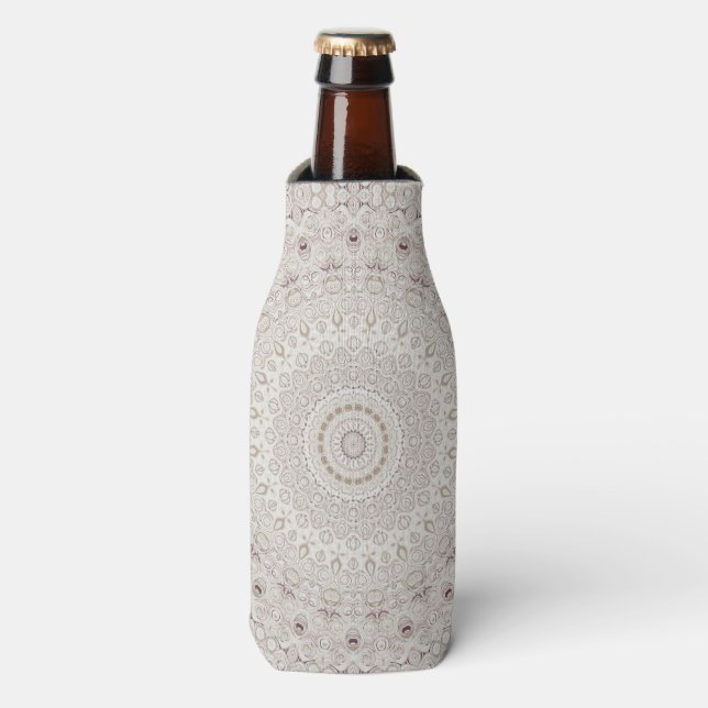 Design Beige und Taupe Mandala Flaschenkühler (Flaschenvorderseite)
