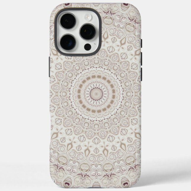 Design Beige und Taupe Mandala iPhone 16 Pro Max Hülle (Rückseite)