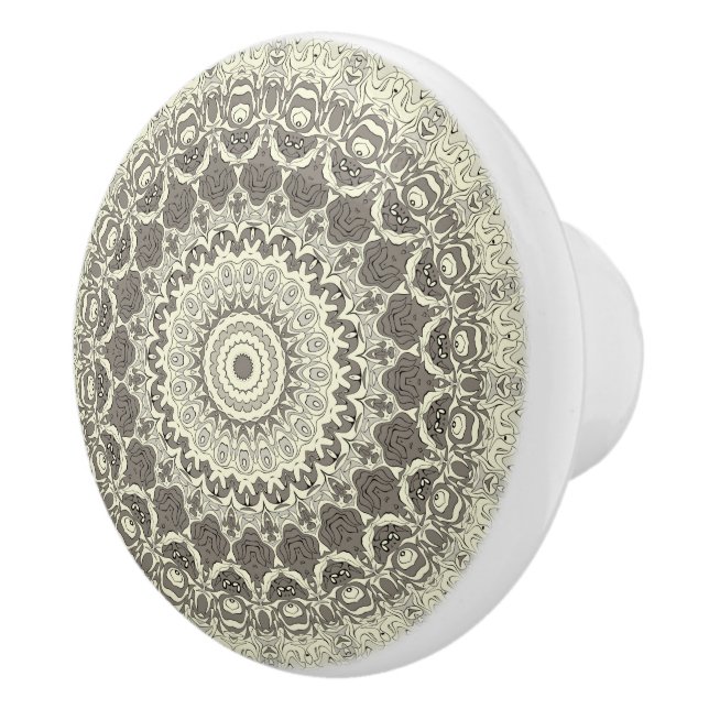 Design Beige und Taupe Mandala Keramikknauf (Rechts)