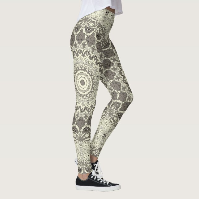 Design Beige und Taupe Mandala Leggings (Rechts)