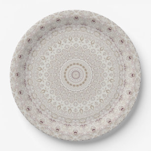Design Beige und Taupe Mandala Pappteller