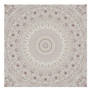 Design Beige und Taupe Mandala Poster