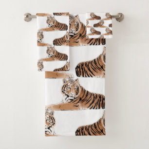 Design blanc d'un tigre d'or et de noir