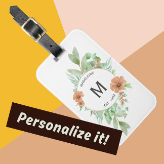 Design "Blumenpfirsich" - Personalisierter Gepäcka Gepäckanhänger