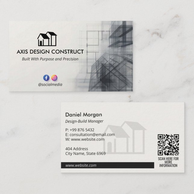 Design-Build Firms Business | White Sketch Visitenkarte (Vorne/Hinten)