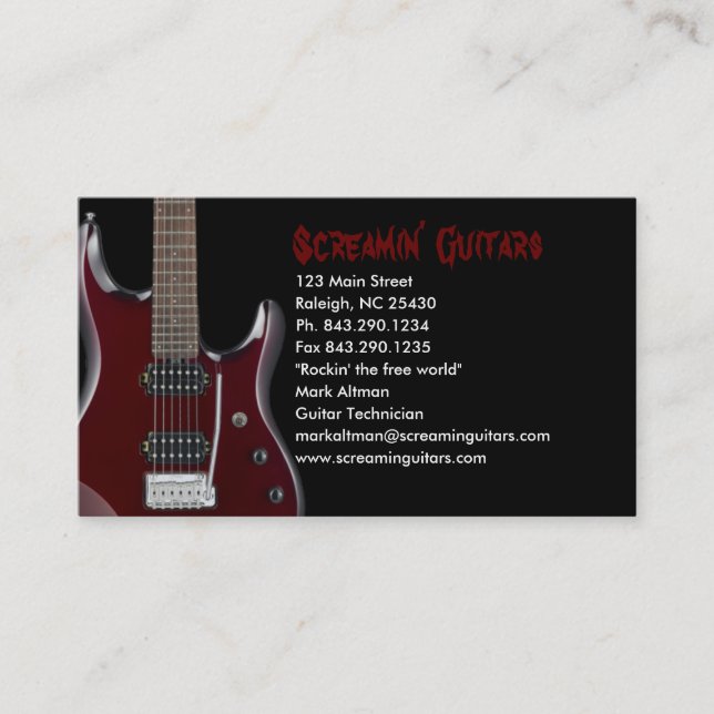 Design Business Card für Gitarren-Store Visitenkarte (Vorderseite)