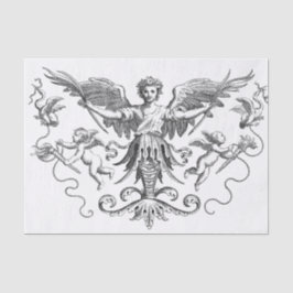 Design-Cherub Decoupage im Schwarz-Weiß-Stil Seidenpapier