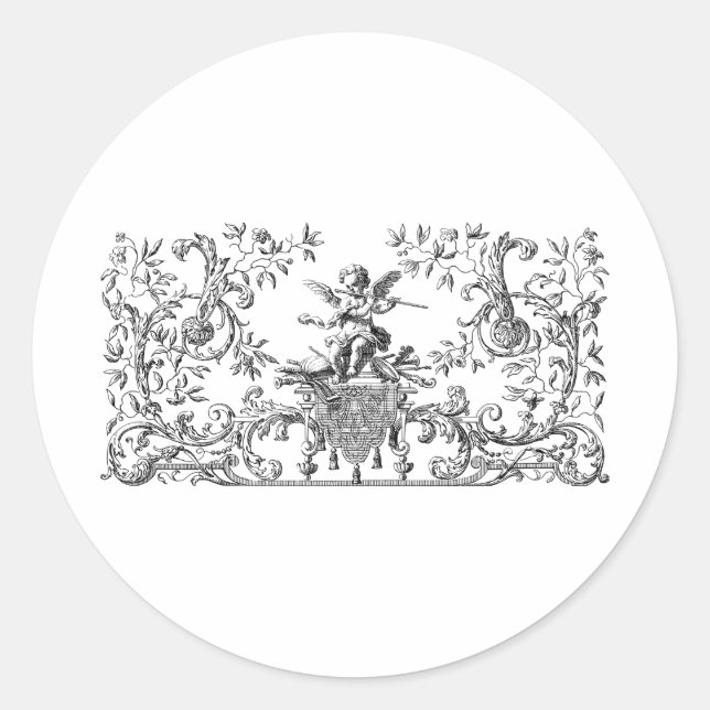 Design Cherub Engel Runder Aufkleber (Vorderseite)