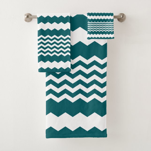 Design Chevron vert et blanc - Ensemble de serviet (En situation)