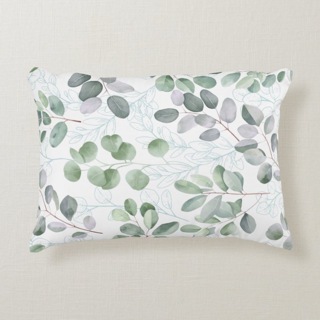 Design coussin à feuilles vertes (Devant)