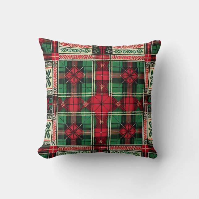 Design Coussin de Noël - Rouge classique et vert (Recto)