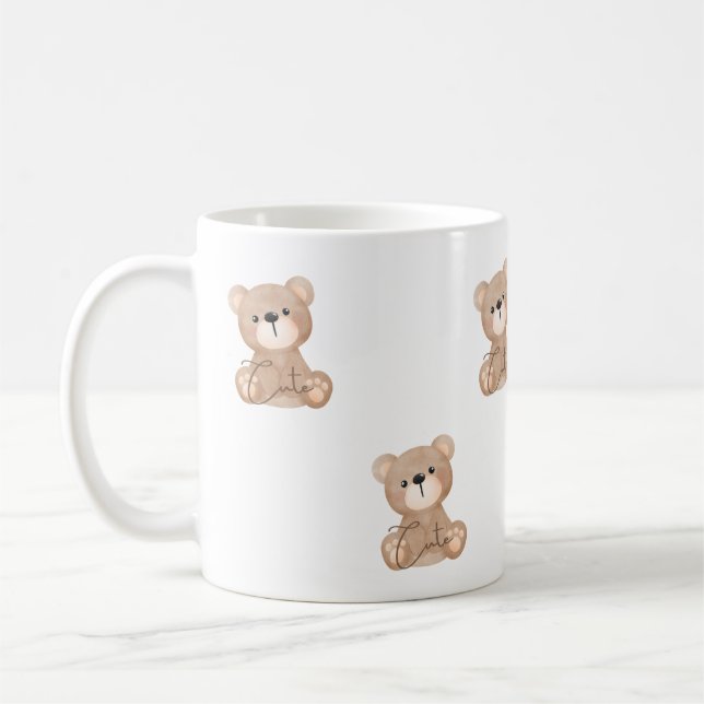 Design d'aquarelle de l'ours mignon - Mug simple (Gauche)