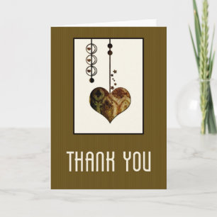 Design de coeur vintage Carte de remerciements uni
