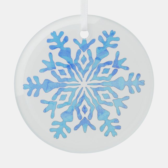 Design de flocon de neige bleu sur un ornement en  (Recto)