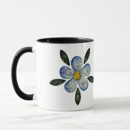 Design de Flor Pixelada com Folhas Esverdeadas Tasse