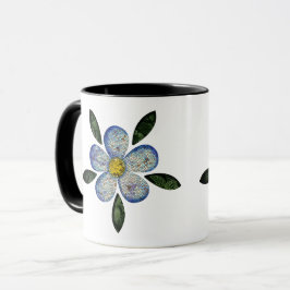 Design de Flor Pixelada com Folhas Esverdeadas Tasse