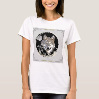 Design de loup gris solitaire sur un T-Shirt