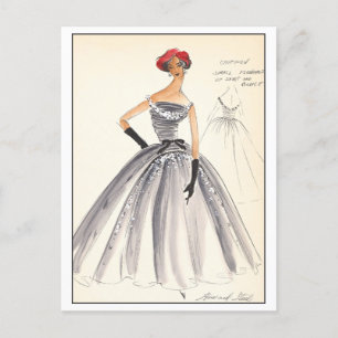 Design de mode vintage pour la carte postale Gown