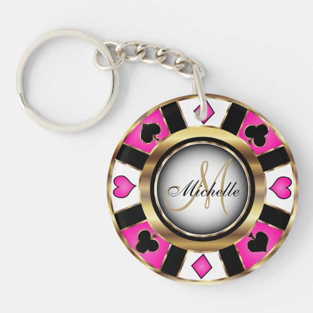 Design de puces de poker en or et rose - Monogramm (Devant)