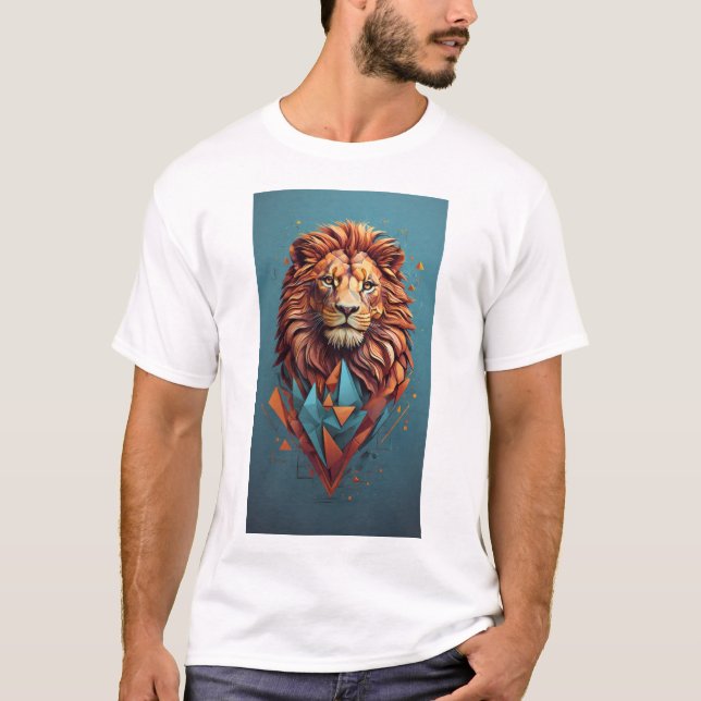 Design de T-shirt Lion 3D géométrique" (Devant)