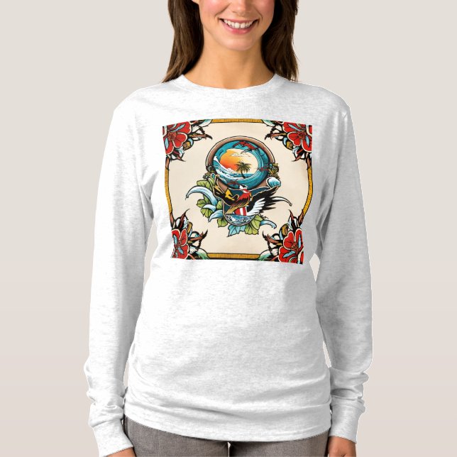 Design de tatouage - T-shirt Arrière - plan couleu (Devant)
