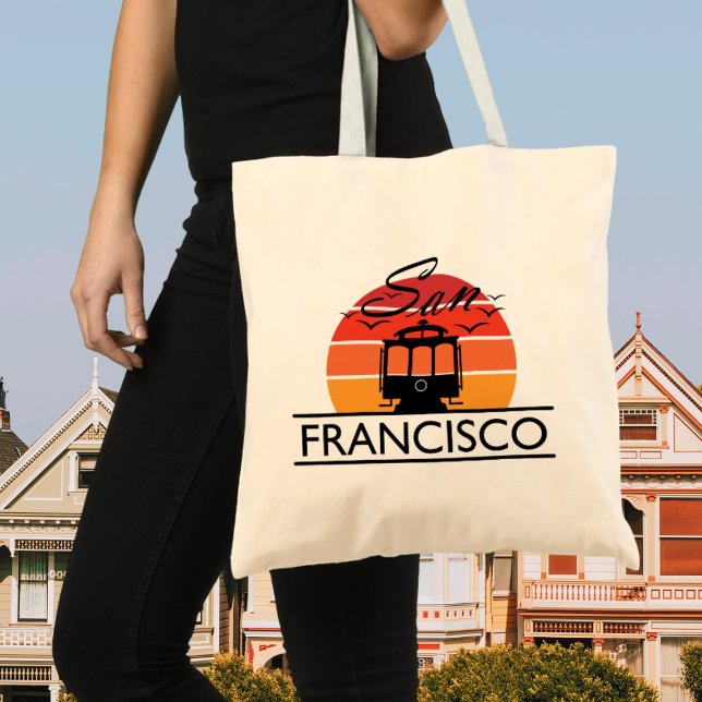 Design de texte de San Francisco, Sac fourre-tout  (San Francisco Tote Bag with cable car design)