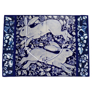 Design Dedham Delft, Blau, Weiß Kaninchen Große Geschenktüte