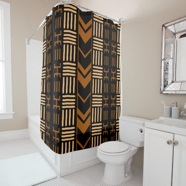 Design der afrikanischen Bogolan-Mud-Stoffdusche Duschvorhang (Beispiel)
