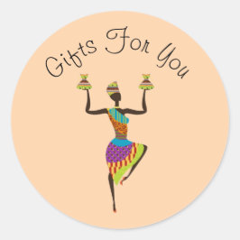 Design der afrikanischen Dame Geschenkartikelmarke Runder Aufkleber