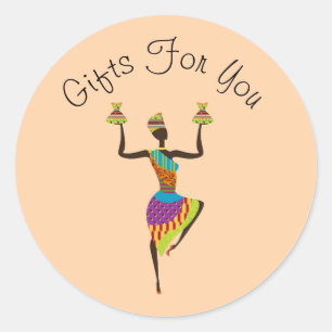 Design der afrikanischen Dame Geschenkartikelmarke Runder Aufkleber