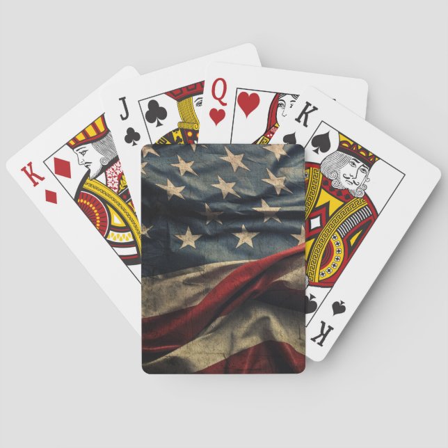 Design der amerikanischen Flag Waving Fabric Spielkarten (Rückseite)