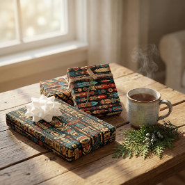 Design der amerikanischen Totem-Polen und Federn Geschenkpapier Set