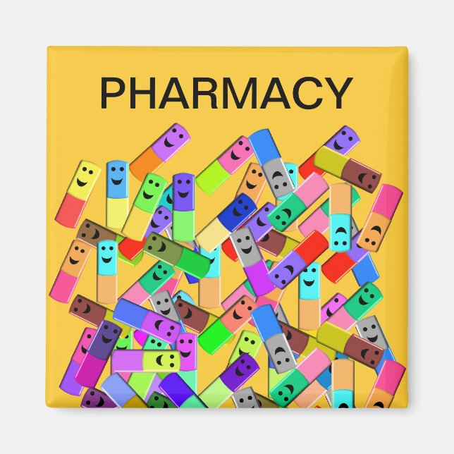 Design der Apotheke "Happy Pills" Magnet (Vorne)