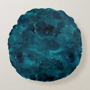 Design der Aquamarinen Galaxy-Serie 5 Rundes Kissen